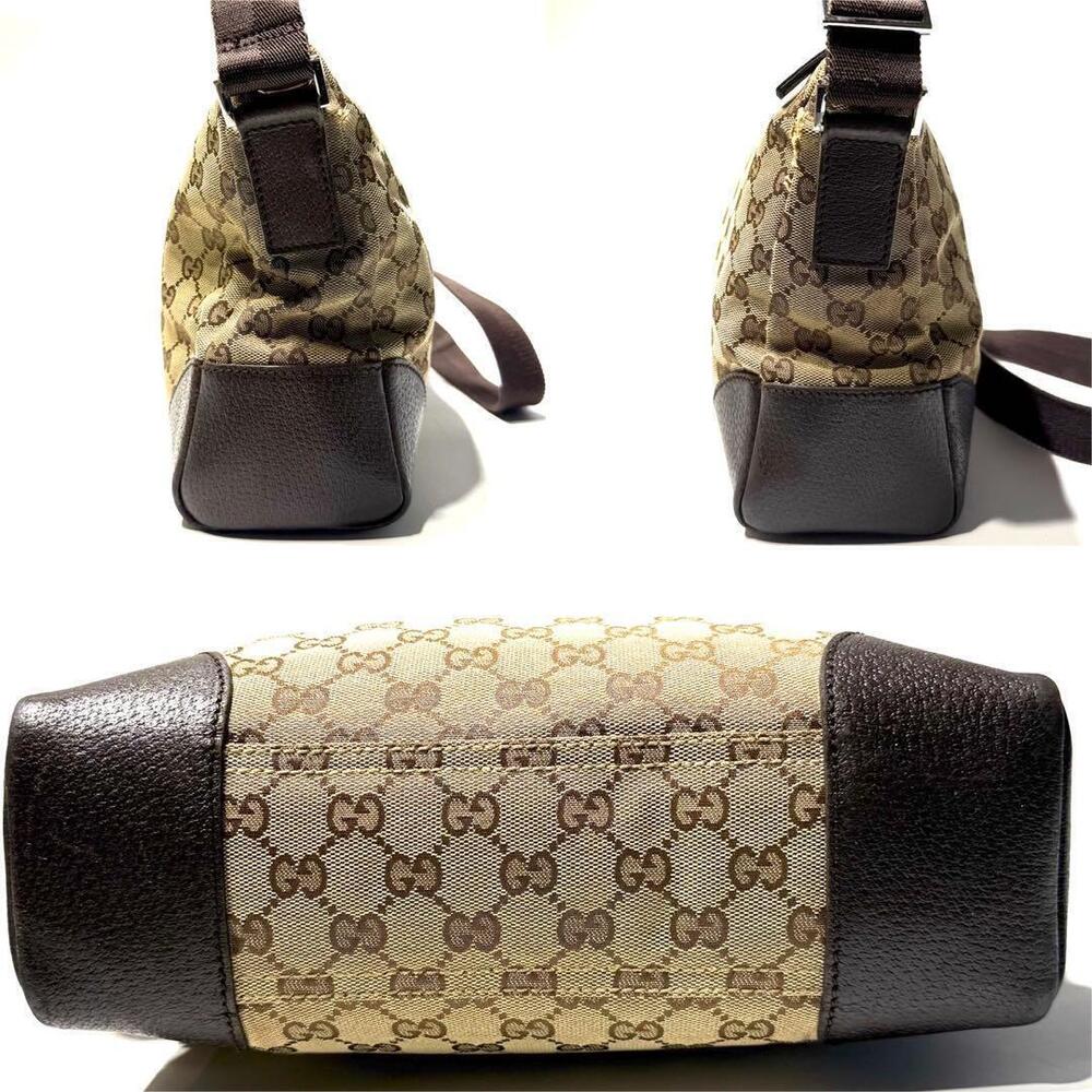 GUCCI GG Canvas Shoulder Bag Messenger Brown Crossbody Leather - Picture 5 of 10